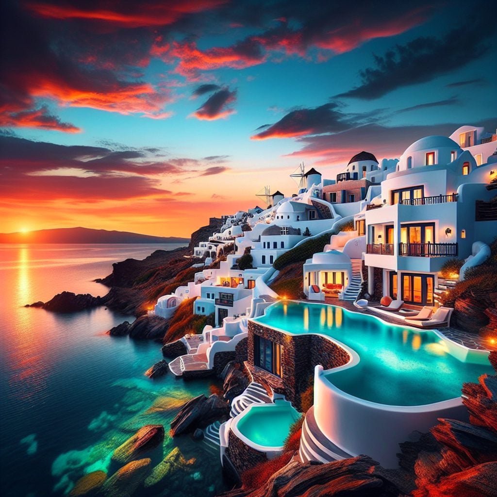 Mykonos Prestige White Villas With Infinity Pool Sunset