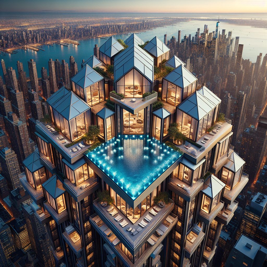 New York Diamond Penthouse Villas With Infinity Pool Rooftop