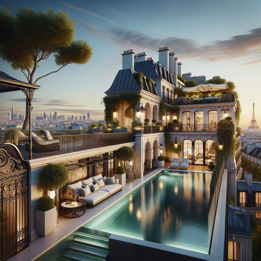 Paris Designer Rooftop Villas With Infinity Pool City Views
