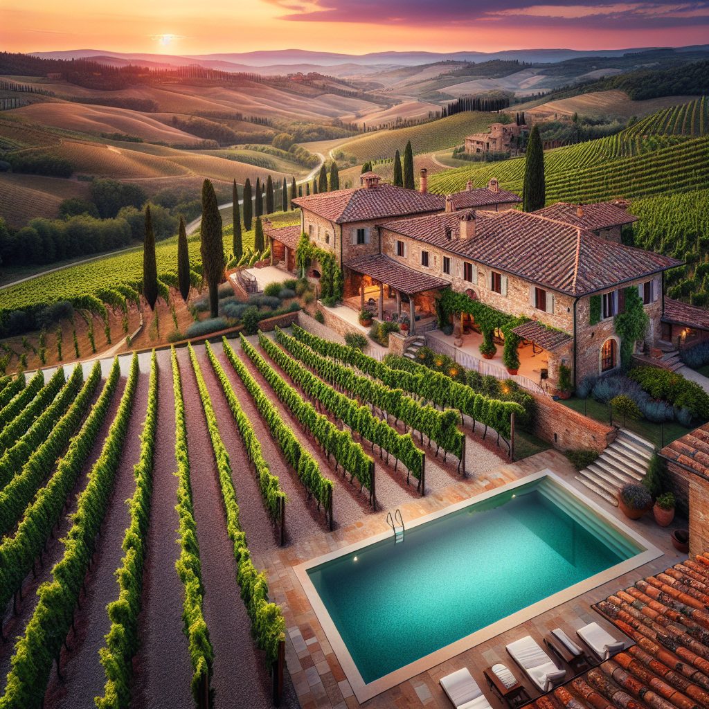 Tuscany Vineyard Estates With Countryside Infinity Pool
